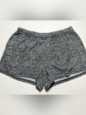 Women's Black and White Striped Lounge Shorts
